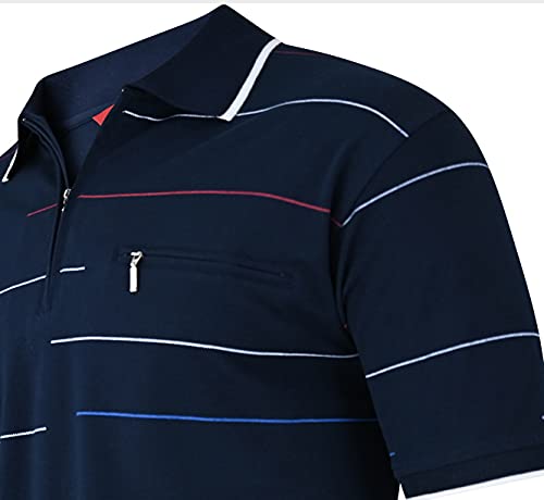 Herren Poloshirt Kurzarm, Polohemd, Gestreifte Blousonshirt mit Brusttasche aus Baumwoll-Mix (M bis 3XL)