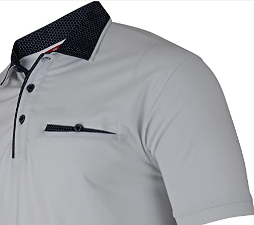 Herren Poloshirt Kurzarm, Polohemd, Gestreifte Blousonshirt mit Brusttasche aus Baumwoll-Mix (M bis 3XL)