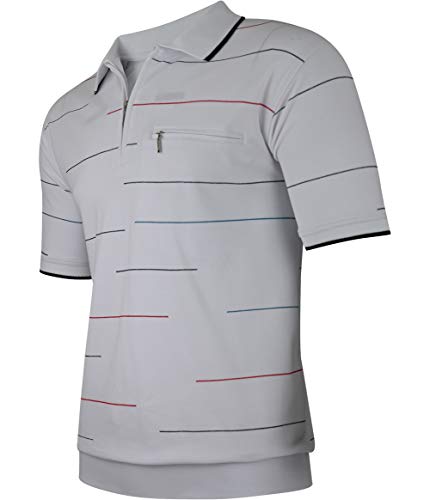 Herren Poloshirt Kurzarm, Polohemd, Gestreifte Blousonshirt mit Brusttasche aus Baumwoll-Mix (M bis 3XL)