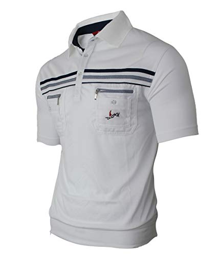 Herren Poloshirt Kurzarm, Polohemd, Gestreifte Blousonshirt mit Brusttasche aus Baumwoll-Mix (M bis 3XL)