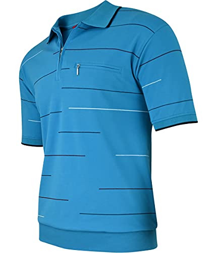 Herren Poloshirt Kurzarm, Polohemd, Gestreifte Blousonshirt mit Brusttasche aus Baumwoll-Mix (M bis 3XL)