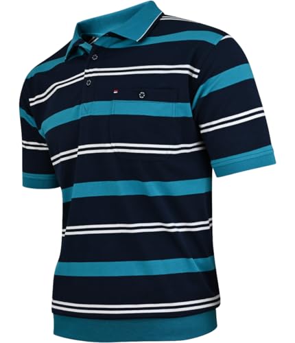 Soltice Poloshirts Herren Kurzarm, Gestreifte Polohemden mit Brusttasche, Blousonshirts aus Baumwoll-Mix (M bis 3XL)