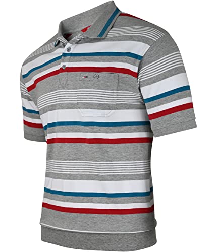 Soltice Poloshirts Herren Kurzarm, Gestreifte Polohemden mit Brusttasche, Blousonshirts aus Baumwoll-Mix (M bis 3XL)