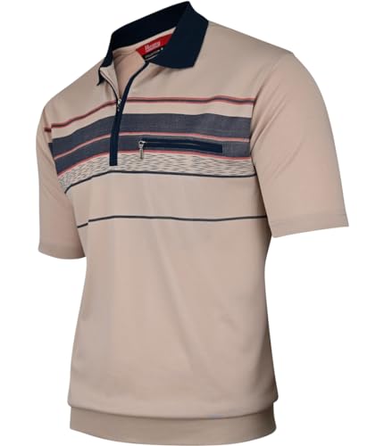 Soltice Poloshirts Herren Kurzarm, Gestreifte Polohemden mit Brusttasche, Blousonshirts aus Baumwoll-Mix (M bis 3XL)
