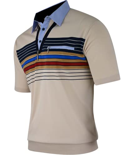 Soltice Poloshirts Herren Kurzarm, Gestreifte Polohemden mit Brusttasche, Blousonshirts aus Baumwoll-Mix (M bis 3XL)