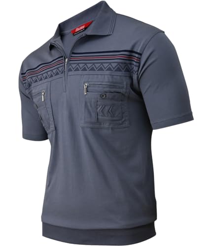 Soltice Poloshirts Herren Kurzarm, Gestreifte Polohemden mit Brusttasche, Blousonshirts aus Baumwoll-Mix (M bis 3XL)