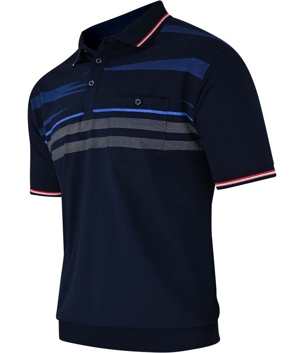 Soltice Herren Poloshirts Kurzarm, Gestreift mit Brusttasche, Polohemden, Blousonshirts aus Baumwoll-Mix (M bis 3XL)