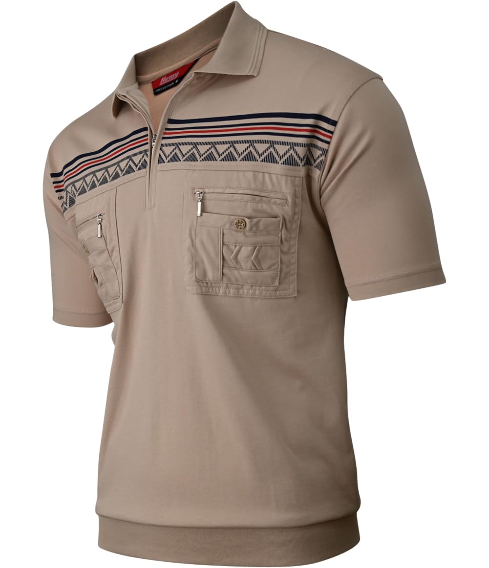 Soltice Herren Poloshirts Kurzarm, Gestreift mit Brusttasche, Polohemden, Blousonshirts aus Baumwoll-Mix (M bis 3XL)