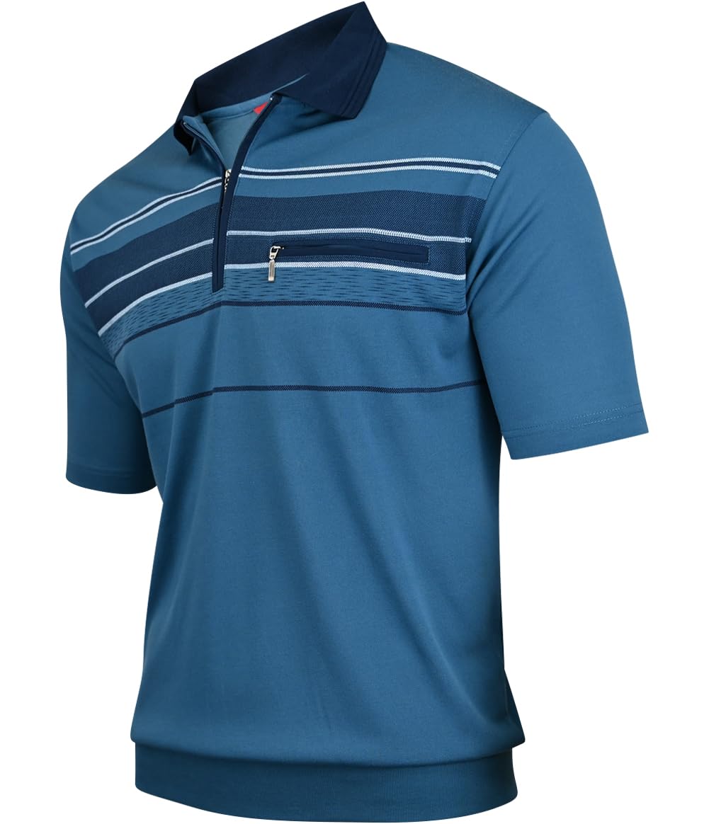 Soltice Herren Poloshirts Kurzarm, Gestreift mit Brusttasche, Polohemden, Blousonshirts aus Baumwoll-Mix (M bis 3XL)