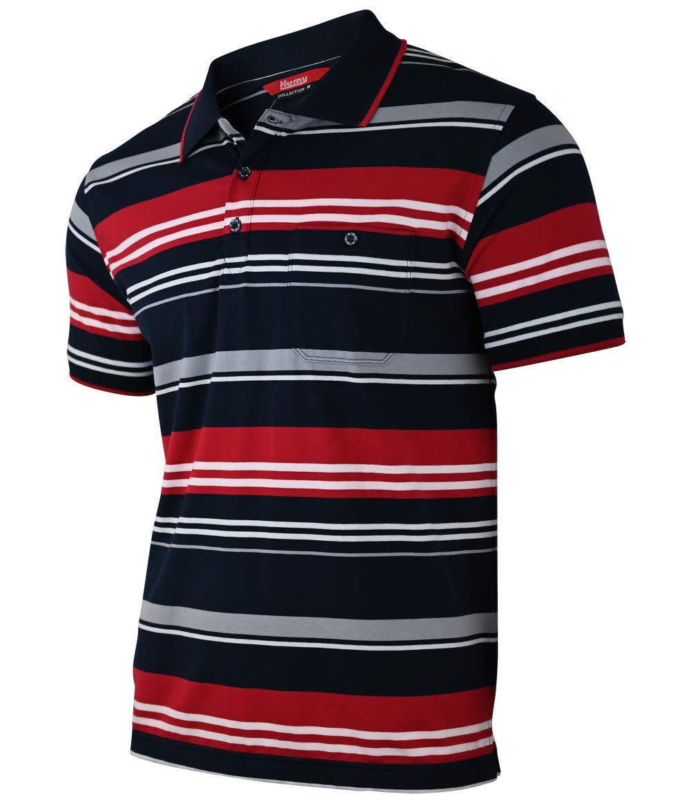 Soltice Herren Poloshirts Kurzarm, Gestreift mit Brusttasche, Polohemden, Blousonshirts aus Baumwoll-Mix (M bis 3XL)