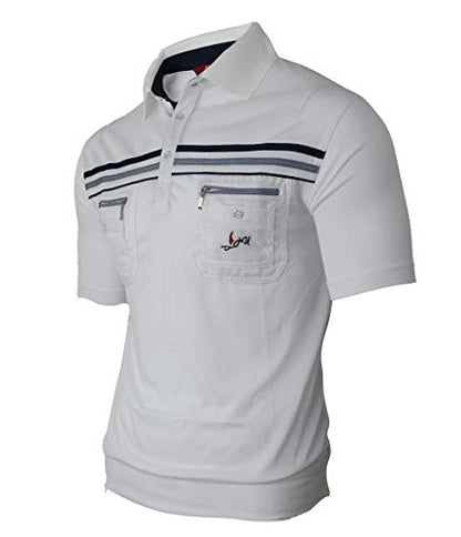 Herren Poloshirt Kurzarm, Polohemd, Gestreifte Blousonshirt mit Brusttasche aus Baumwoll-Mix (M bis 3XL)
