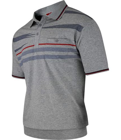 Polo Shirts Herren Kurzarm, Blousonshirts, Gestreifte Polohemden mit Brusttasche aus Baumwoll-Mix (M bis 3XL)
